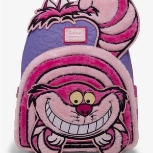 Loungefly Disney Alice In Wonderland Fuzzy Cheshire Cat Mini Backpack New w/tags